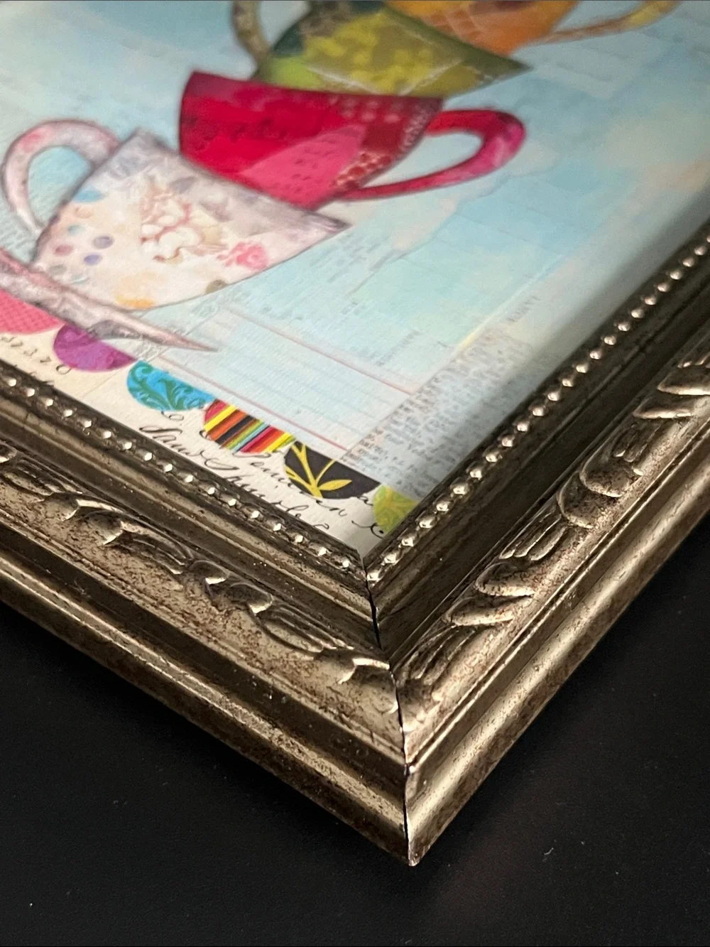 Stacked Teacups Ornate Framed Art